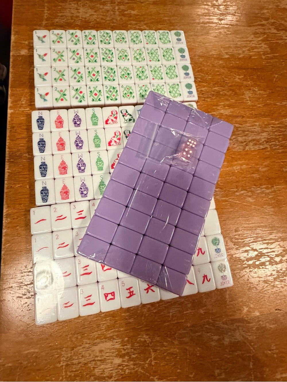 Spring has Sprung Mahjong Tile Set with Lavender backs - Picture 2 of 4